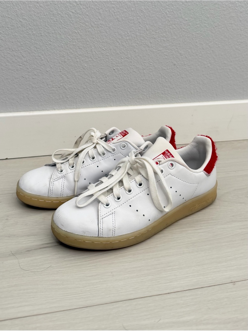 Kids White Sneakers with Red Accent